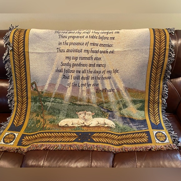 THE MANUAL WOODWORKERS & WEAVERS 23RD PSALMS TAPESTRY THROW. 50 x 60 - Picture 4 of 11